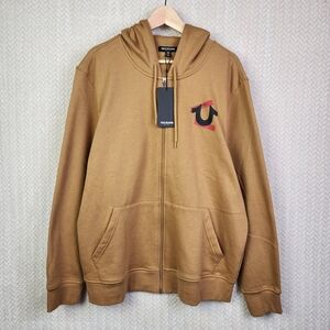 True Religion Buddha Zip Honey Mustard Hoodie Men's Size XL NWT MSRP $124